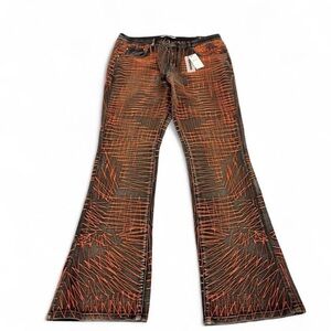 NWT Original fables flare jeans all over stitch Y2K style